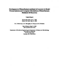 DEVELOPMENT OF BIOSURFACTANT-MEDIATED OIL RECOVERY