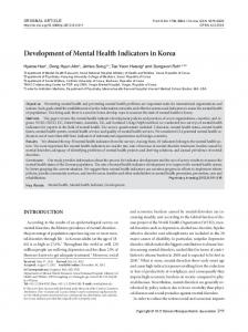 Development of Mental Health Indicators in Korea - KoreaMed Synapse