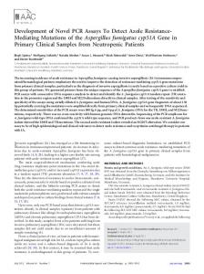 Development of Novel PCR Assays To Detect Azole Resistance ...