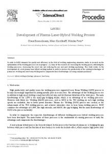 Development of Plasma-Laser-Hybrid Welding Process