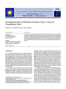 Development Rate of Maritime Container Ports: A Case of ...