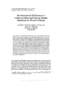 Developmental Differences in Understanding and Solving Simple ...