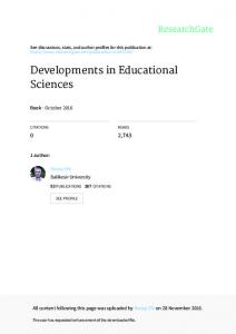 Developments in Educational Sciences