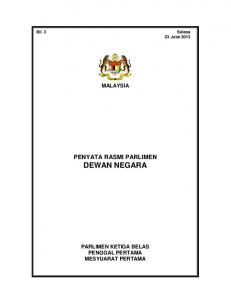 DEWAN NEGARA PARLIMEN KETIGA BELAS PENGGAL ...