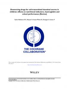 Deworming drugs for soil-transmitted intestinal worms ... - School Health