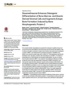 Dexamethasone Enhances Osteogenic Differentiation of Bone ... - PLOS