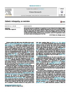 Diabetic retinopathy, an overview