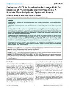 Diagnosis of Pneumocystis jirovecii Pneumonia - CiteSeerX