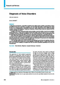 Diagnosis of Voice Disorders