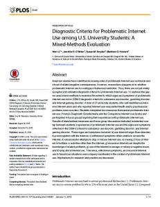 Diagnostic Criteria for Problematic Internet Use among US ... - PLOS