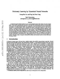 Dictionary Learning by Dynamical Neural Networks