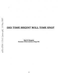 Did time begin? Will time end?