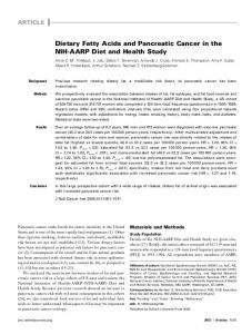 Dietary Fatty Acids and Pancreatic Cancer in the ... - Semantic Scholar