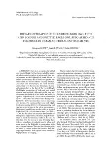 dietary overlap of co-occurring barn owl tyto alba