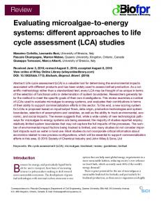 different approaches to life cycle assessment (LCA ...