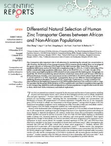 Differential Natural Selection of Human Zinc ... - Semantic Scholar