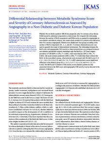 Differential Relationship between Metabolic Syndrome Score and ...