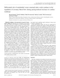 Differential role of endothelial versus neuronal nitric oxide synthase in ...