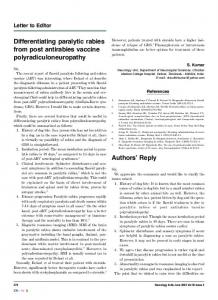 Differentiating paralytic rabies from post antirabies vaccine ...