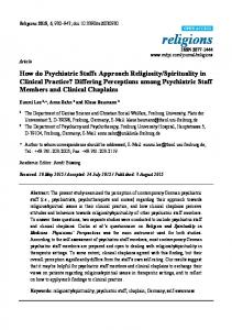 Differing Perceptions among Psychiatric Staff - MDPI