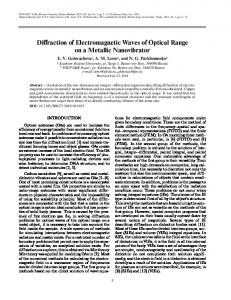 Diffraction of Electromagnetic Waves of Optical Range ... - Springer Link