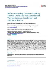 Diffuse Sclerosing Variant of Papillary Thyroid Carcinoma - Scientific ...