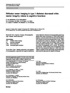 Diffusion tensor imaging in type 1 diabetes: decreased ... - Springer Link