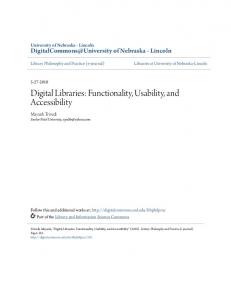 Digital Libraries: Functionality, Usability, and Accessibility