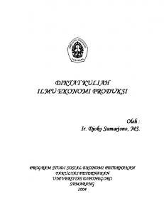 DIKTAT KULIAH ILMU EKONOMI PRODUKSI