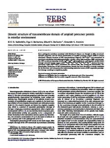 Dimeric structure of transmembrane domain of ... - Wiley Online Library