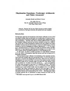 Diophantine Equations, Presburger Arithmetic and Finite Automata?