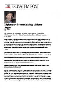 Diplomacy: Memorializing Shlomo Argov