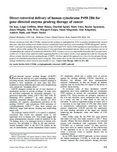 Direct retroviral delivery of human cytochrome P450 2B6 for ... - Nature