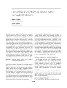 Discordant Evaluations of Blacks Affect Nonverbal Behavior