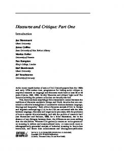 Discourse and Critique - SAGE Journals - SAGE Publications