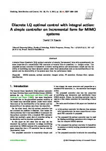 Discrete LQ optimal control with integral action: A ... - Semantic Scholar