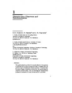 Discrete-time Observers and Synchronization - CiteSeerX