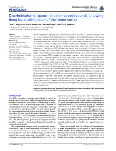 Discrimination of speech and non-speech sounds ... - BioMedSearch