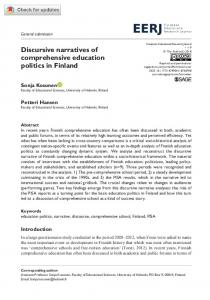 Discursive narratives of comprehensive education ... - SAGE Journals