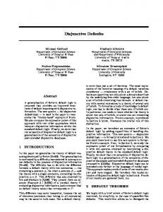 Disjunctive Defaults - Semantic Scholar