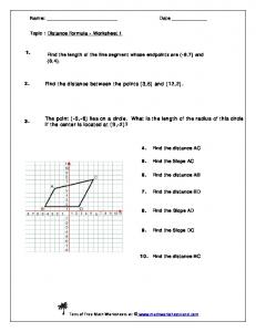 Distance Formula Worksheet Five Pack