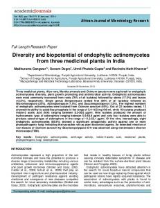 Diversity and biopotential of endophytic ...