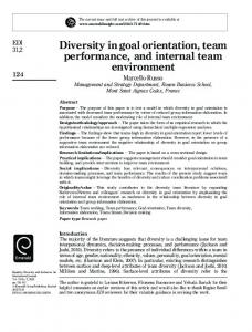 Diversity in goal orientation, team performance, and ... - IngentaConnect