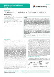 DNA Barcoding: An Effective Technique in Molecular Taxonomy