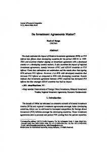 Do Investment Agreements Matter? - Journal of Economic Integration