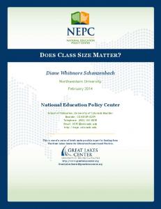 Does Class Size Matter? - National Education Policy Center