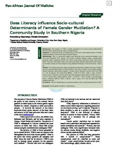 Does Literacy influence Socio-cultural Determinants ...