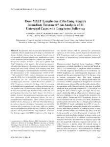 Does MALT Lymphoma of the Lung Require Immediate Treatment? An ...