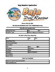 Dog Adoption Application - Baja Dog Rescue