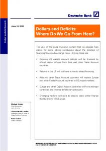 Dollars and Deficits: Where Do We Go From Here?